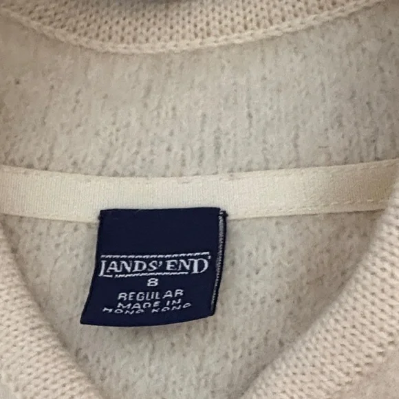 Lands' End Cream Women's Cardigan Sweater jacket size 8 - Picture 3 of 5